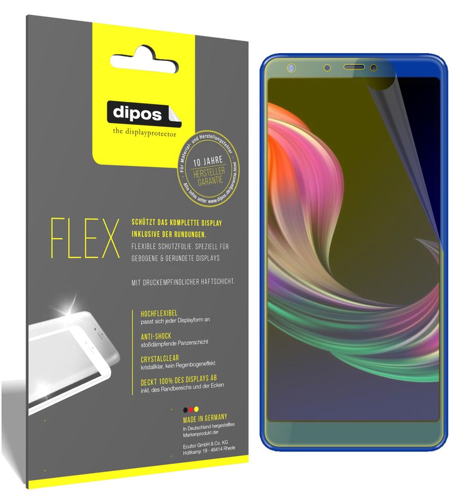 3x Panasonic Eluga Ray 600 Schutzfolie Folie, 100% Displayabdeckung, dipos Flex