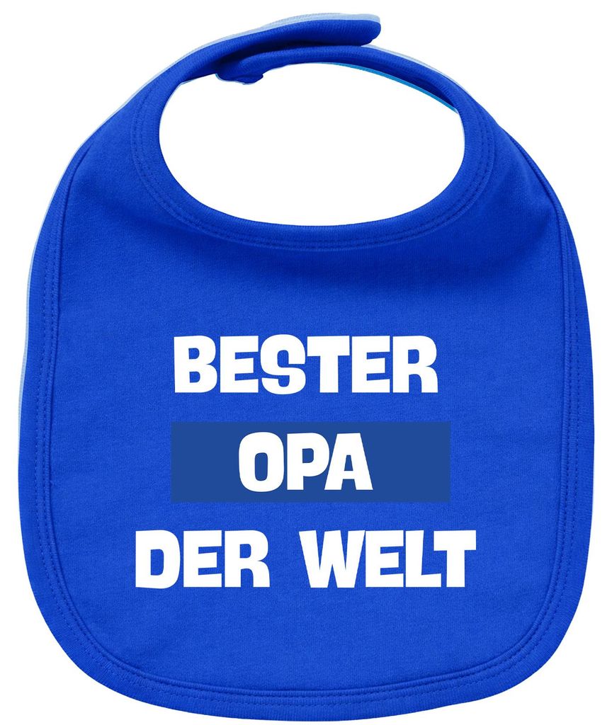 Huuraa Baby Lätzchen Bester Opa der Welt Royal Blue Klettverschluss Baumwolle Latz Geschenkidee
