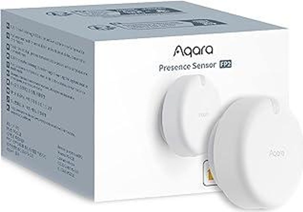 Aqara Anwesenheitssensor FP2 mit AI & mmWave Radar, Präsenzmelder, Zonenpositionierung, Mehrpersonen- und Sturzerkennung, Kompatibel mit HomeKit, ...