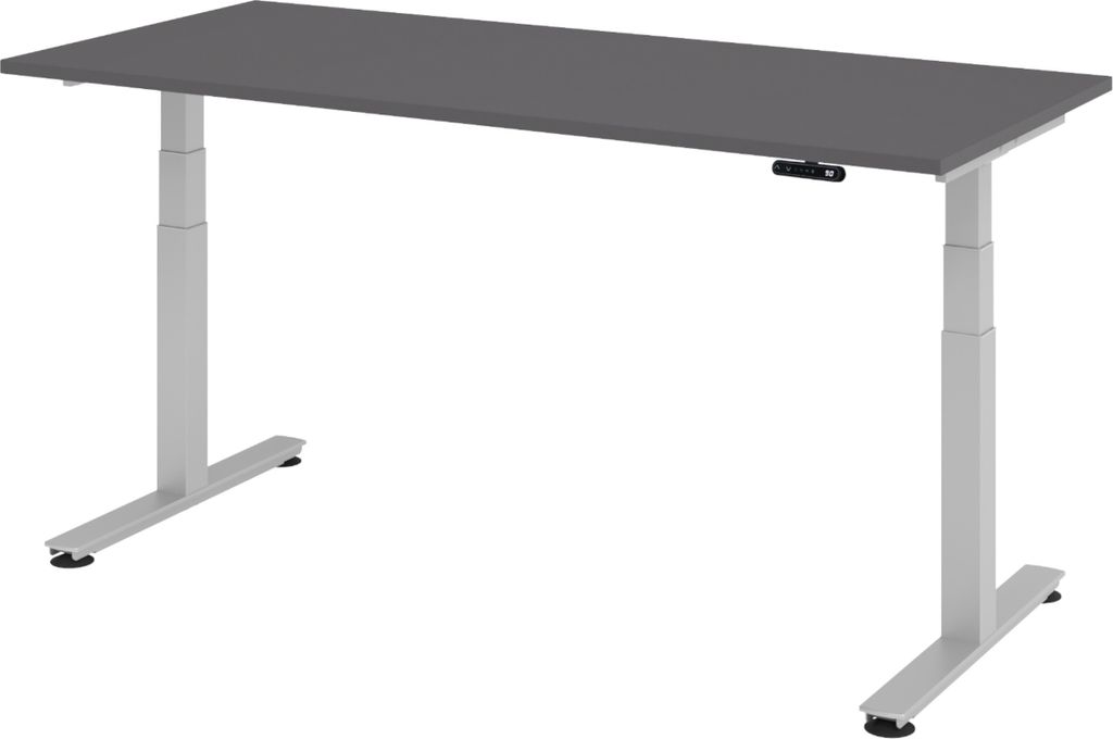 bümö Schreibtisch elektrisch XDSM - Gestell: Silber, Nachbildung: Graphit, Größe: 180 x 80 cm