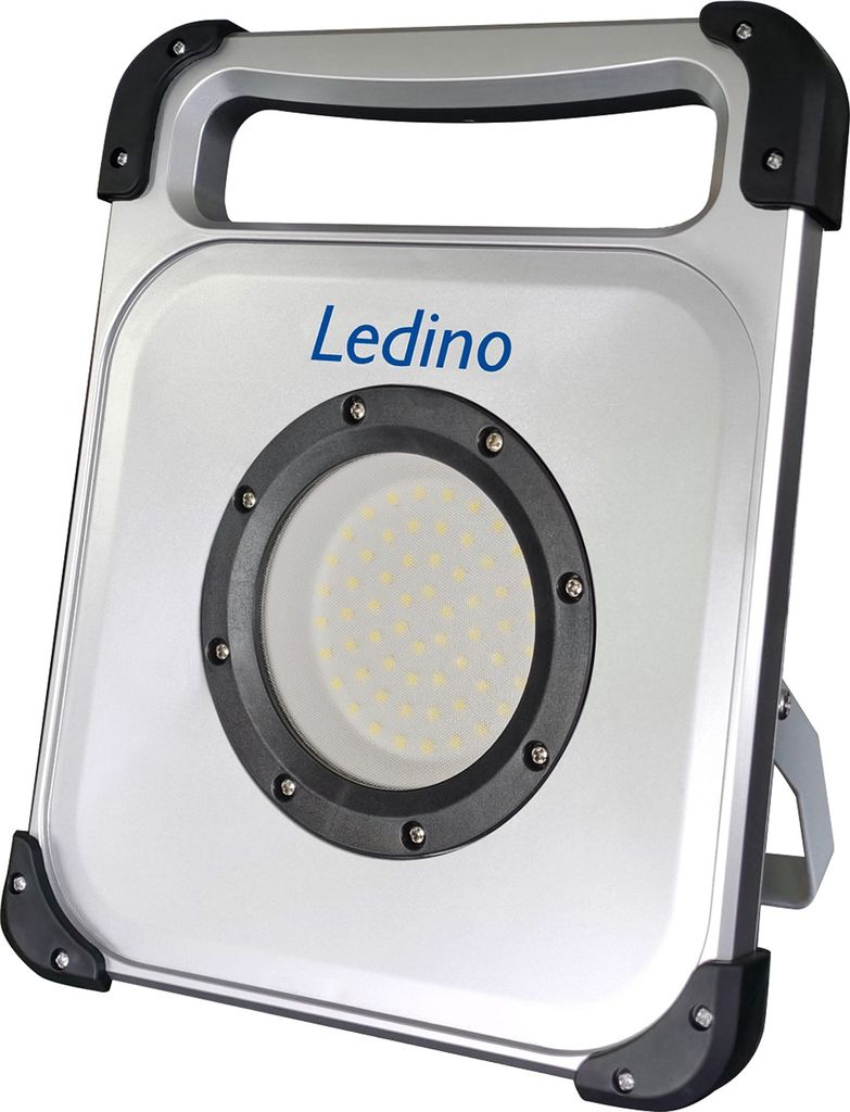 Ledino LED-Akkustrahler 50+3W tragbare Fluterleuchte Veddel50, Li-Ionen Wechselakku mobil tageslichtweiss