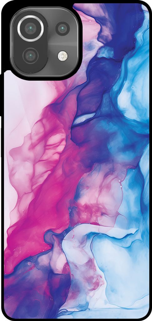 Smartphonica Telefon Fall geeignet für Xiaomi 11 Lite mit rosa blauen Marmor Print - TPU Backcover Fall Rose Blue Marble Design