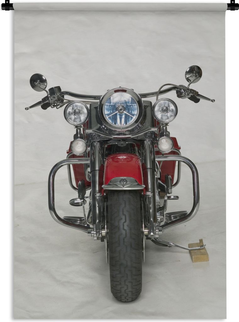 MuchoWow Wandteppich Wandbehang Rotes Motorrad auf weißem Hintergrund 60x90 cm Tapisserie Dekoration Wandtuch - Foto-Teppich - Abwaschbar