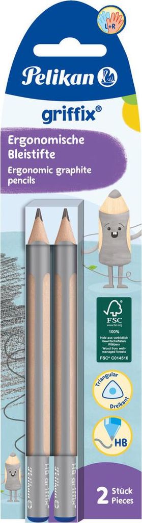 griffix Bleistift - HB Dreipunktgriff 2 Stück. Packung mit 12 Stück