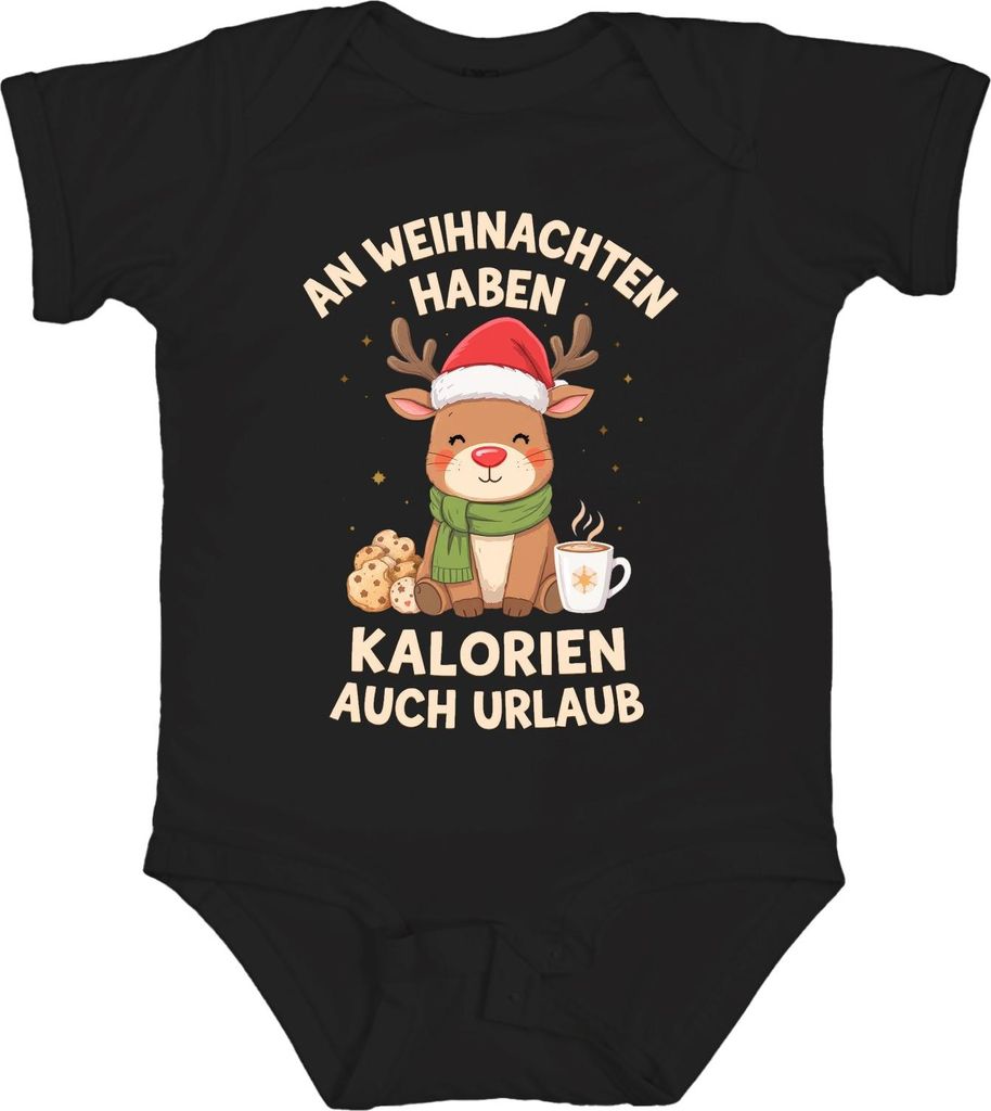 An Weihnachten haben Kalorien Urlaub Rentier Geschenk lustig Unisex Baby Body, Schwarz, 0/3