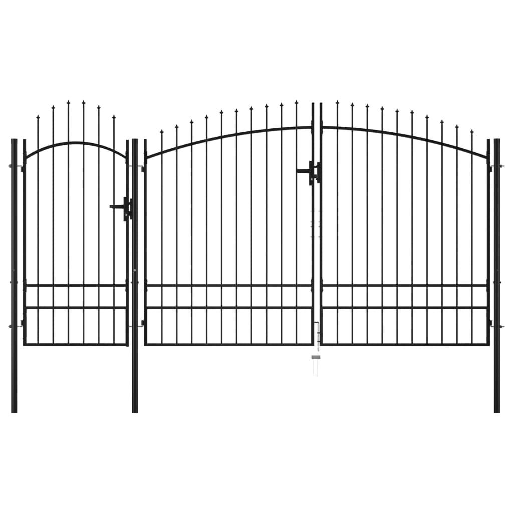 CLORIS Gartentor Stahl 2,45x4 m Schwarz, 56,46 kg