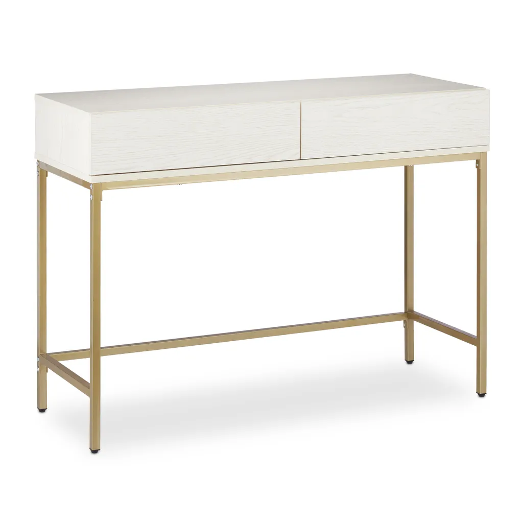 Table console de salon blanche et dorée meuble d'appoint chic - 10
