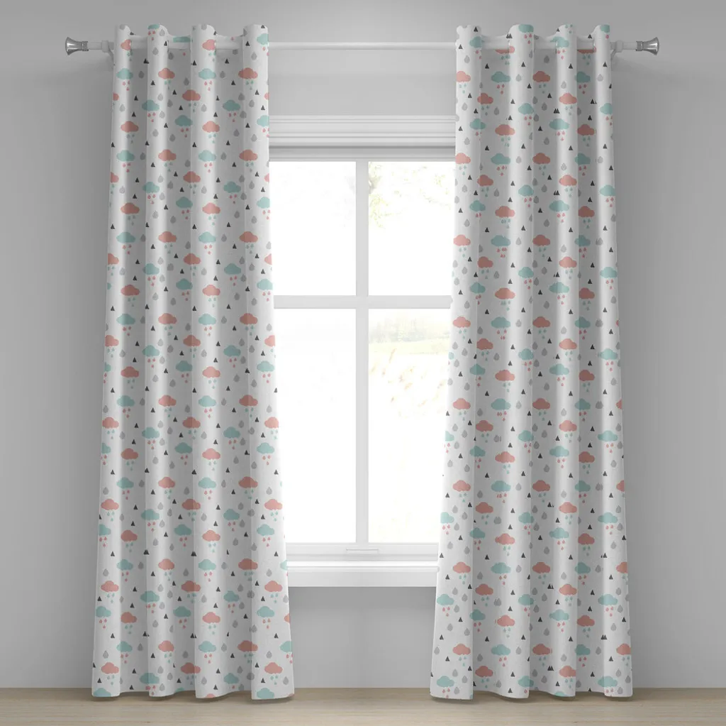 Rideau scandinave à nuages ABAKUHAUS - Tissu premium bleu et gris 280cm