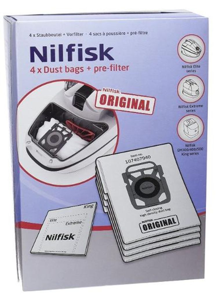 Nilfisk stofzakken, 4+1, voor Elite stofzuigers Productafbeelding 