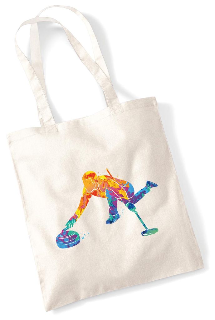 Huuraa Jutebeutel Curling bunte Silhouette 10 Liter Natural Baumwolle Tasche Geschenkidee