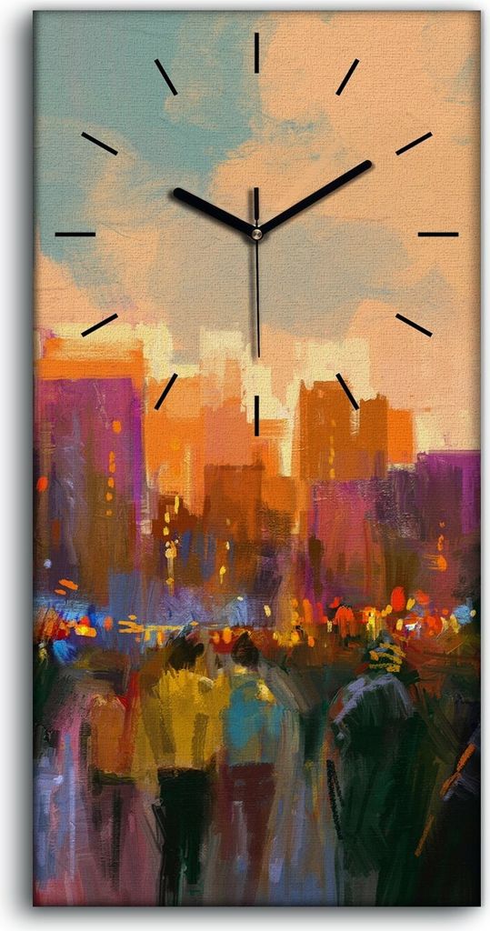 Leinwand Wanduhr Wandkunst Uhr 30x60 Menschen in einem Stadtpark bei Sonne - schwarze Hände