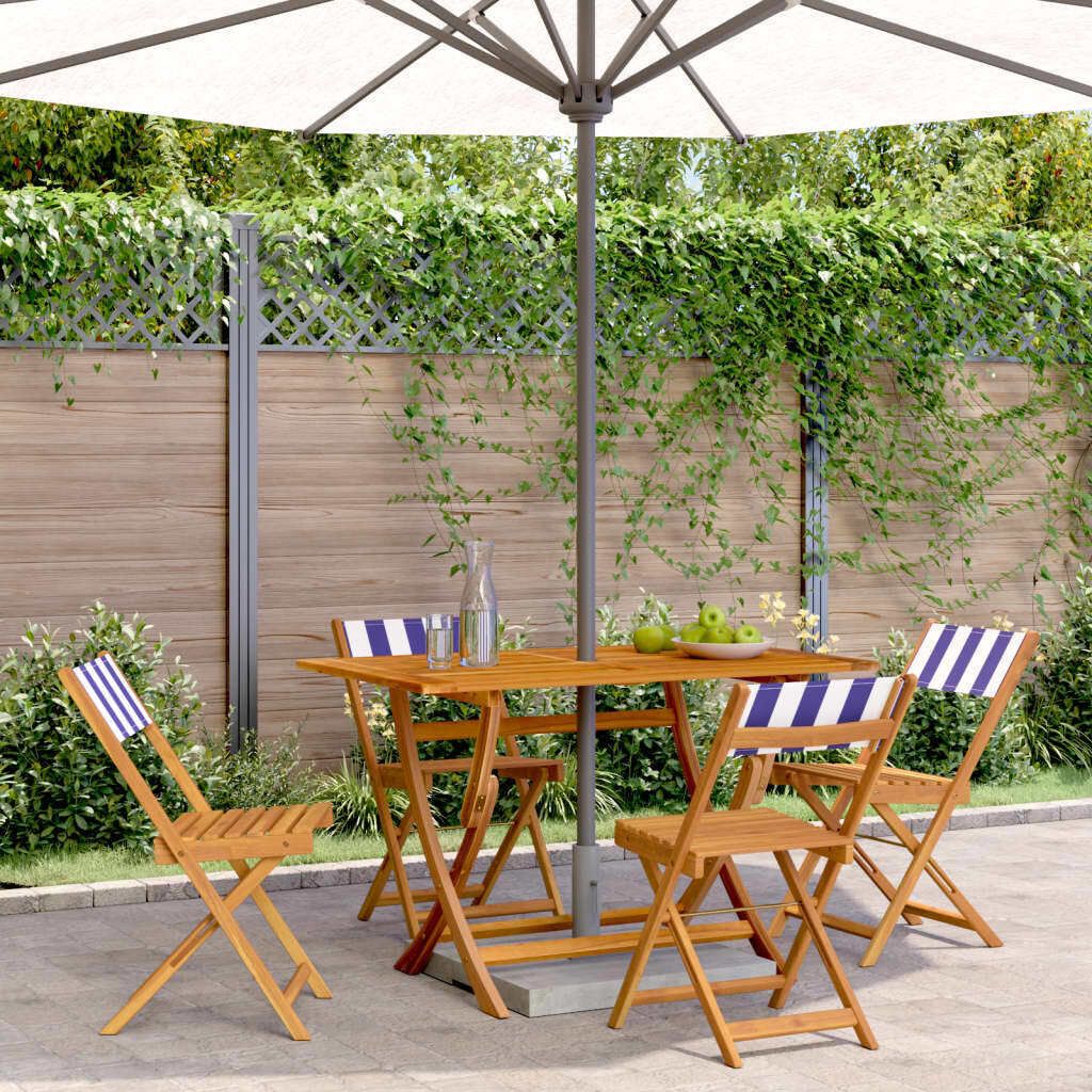 "im Angebot" Gartenstühle 4 Stk. - bis 150 kg - Klappbar Blau und Weiß Stoff und Massivholz - Stapelsessel CC9593