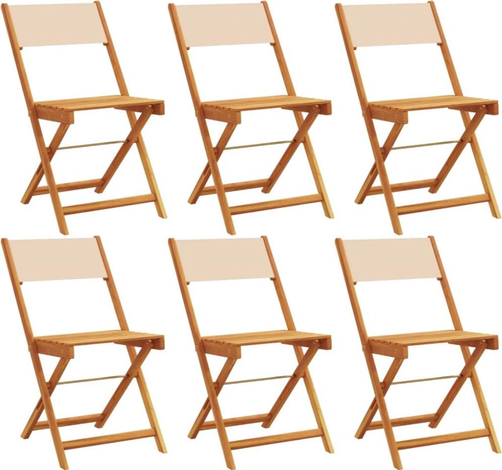 vidaXL Gartenstühle 6 Stk. Klappbar Beige Stoff und Massivholz