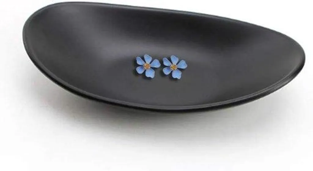 Vide-poche entrée design noir pour clés et bijoux, coupelle ovale chic