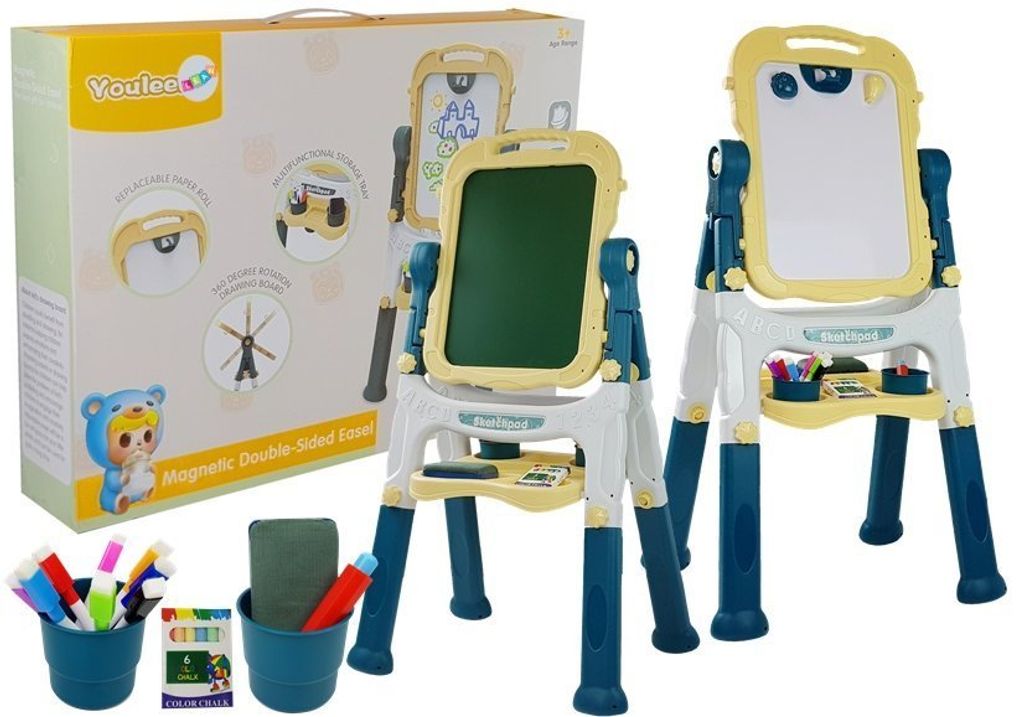 Beidseitig magnetisch und Kreidetafel blau