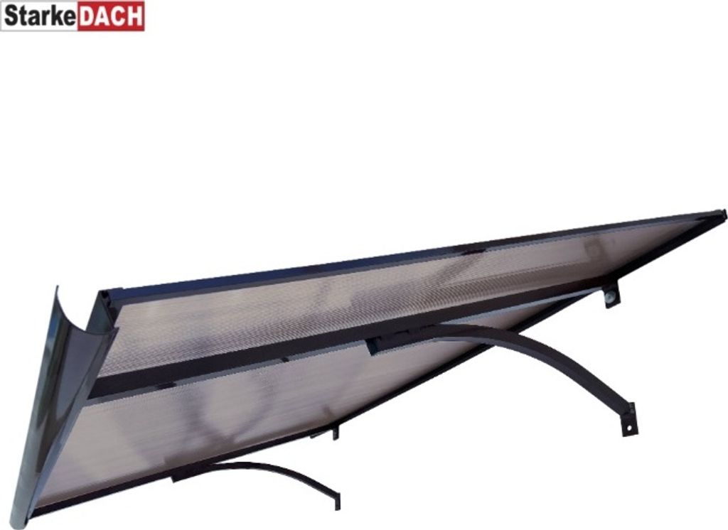 Vordach aus aluminium STARKEDACH T-160, braun, 160x100x30cm; mit 6mm polycarbonat beschichtung