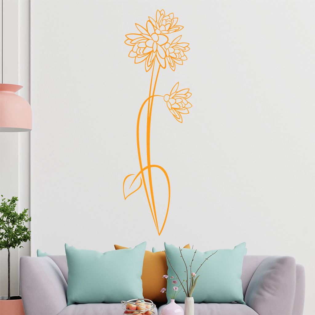 Blumen - Linien Wandtattoo in 6 Größen - Wandaufkleber Wall Sticker - Dekoration, Küche, Wohnzimmer, Schlafzimmer, Badezimmer