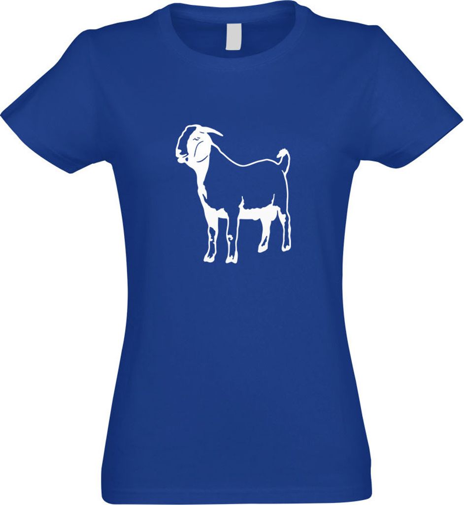 Kiwistar - T-Shirt tailliert - Damen - royal - Hausziege Motiv 3 - Ziegen - mit Motiv Bedruckt - Funshirt Design - Sport - Freizeit - Damen - L