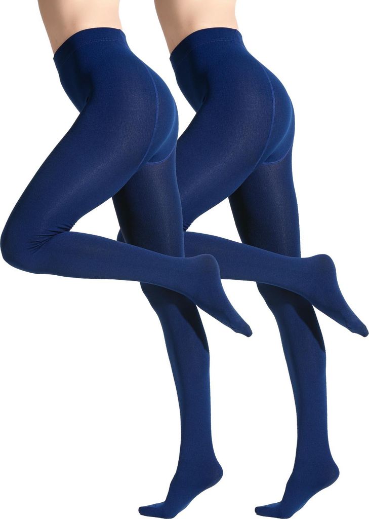 Yenita 2er Pack Thermostrumpfhosen Strumpfhose gefüttert Thermal S/M blau