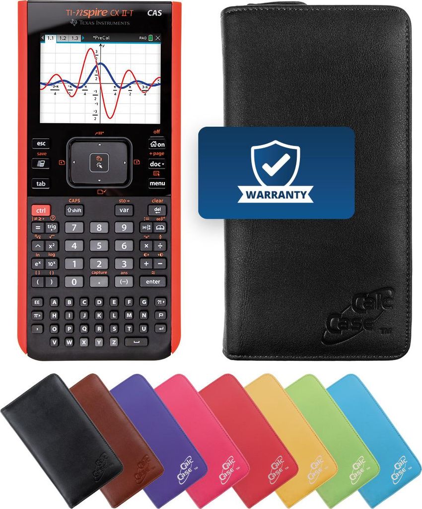 TI-Nspire CX II-T CAS Grafikrechner mit Schutztasche Nappaleder schwarz