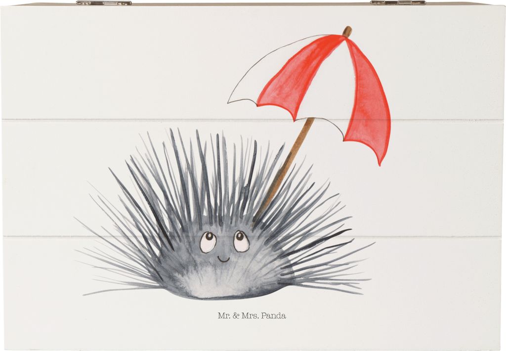 Mr. & Mrs. Panda Box Seeigel 22 x 15 cm - Weiß - Geschenk, Holzkiste, Achtsamkeit, Meer, holz, Schatzkiste, Leben, Truhe, fotobox, Lebe, mit Decke...