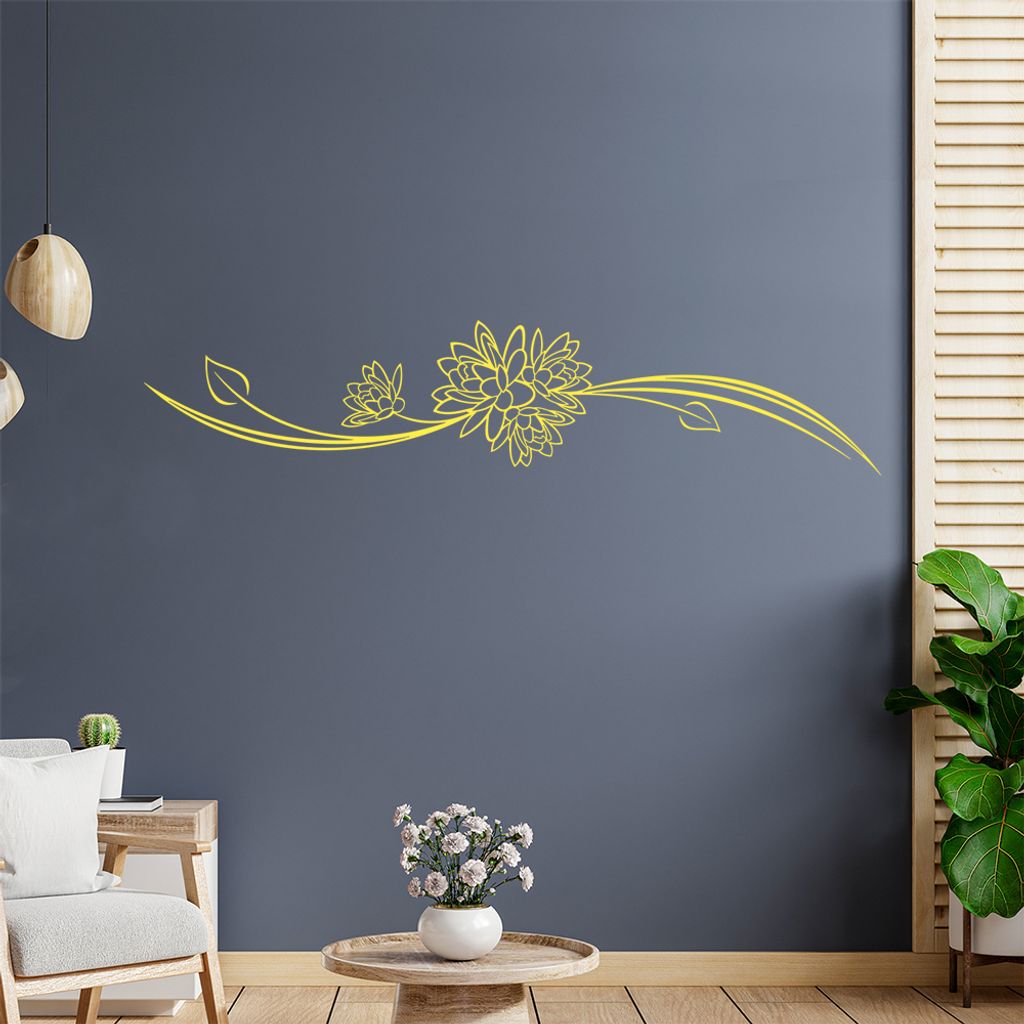 Blume - Linien Wandtattoo in 6 Größen - Wandaufkleber Wall Sticker - Dekoration, Küche, Wohnzimmer, Schlafzimmer, Badezimmer
