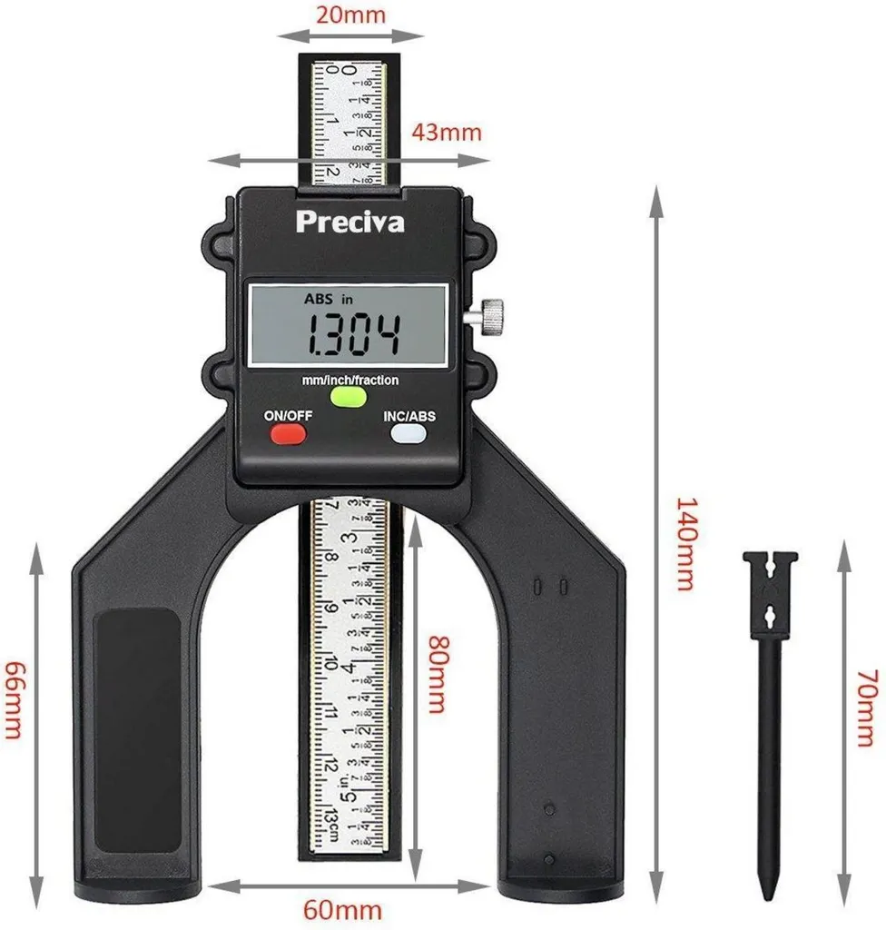 Jauge de mesure digitale avec écran LCD et base magnétique stable