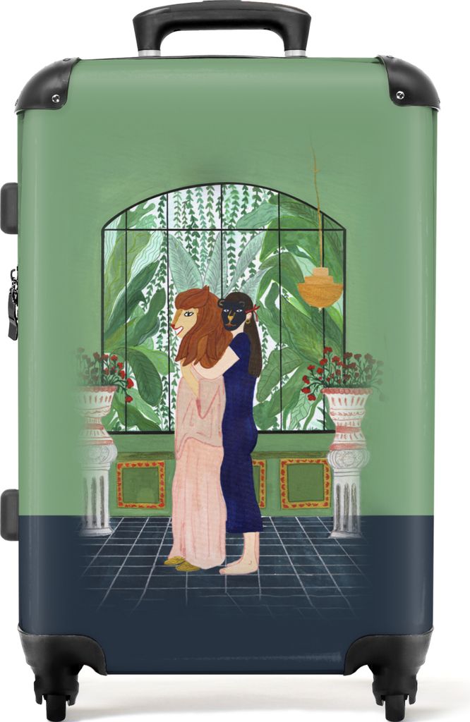 NoBoringSuitcases.com Großer Koffer - Frauen - Abstrakt - Löwe - Blumen - Dschungel - Kombinationsschloss TSA - Hartschalen Trolley 4 Rollen - ...