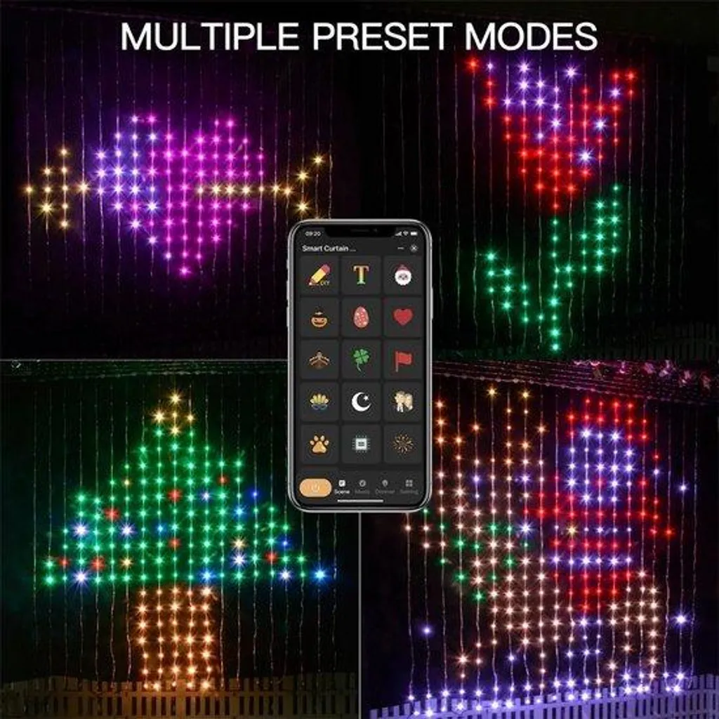 Rideau Lumineux LED Connecté Wi-Fi - Décoration Fenêtre Multicolore