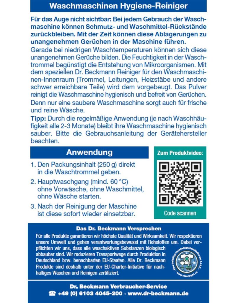 Dr. Beckmann Waschmaschinen Hygiene Reiniger 250g - Saubere Produktbild 20