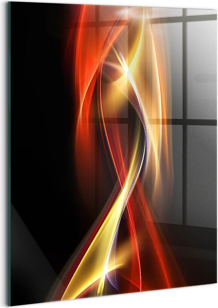 Designer Glasbild - Wandbild - Glas Bild - 60x80 cm - Abstrakter Rauch Und Licht