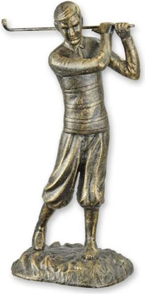 Casa Padrino Gusseisen Deko Skulptur Golfspieler Antik Gold 13,5 x 11,5 x H. 29,3 cm - Gusseisen Deko Figur - Schreibtisch Deko - Deko Accessoires ...