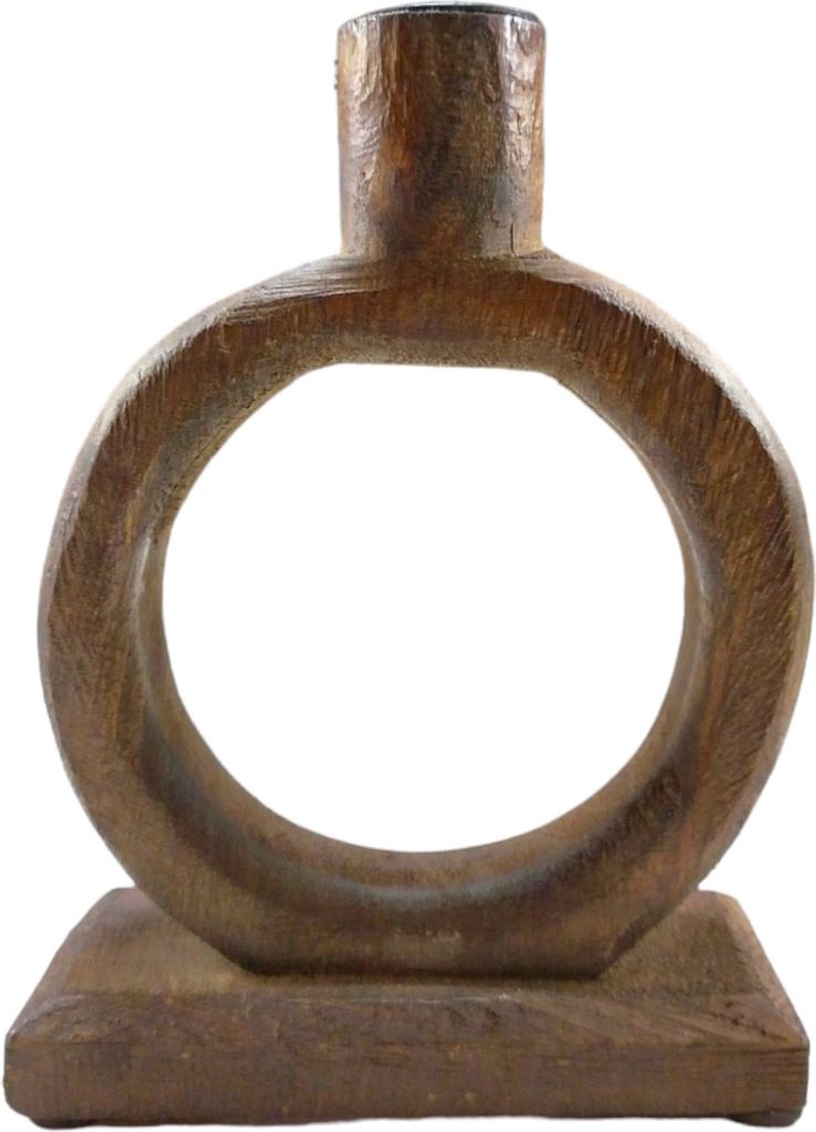 Kerzenhalter Stabkerze rund aus Mango in Braun-Antik