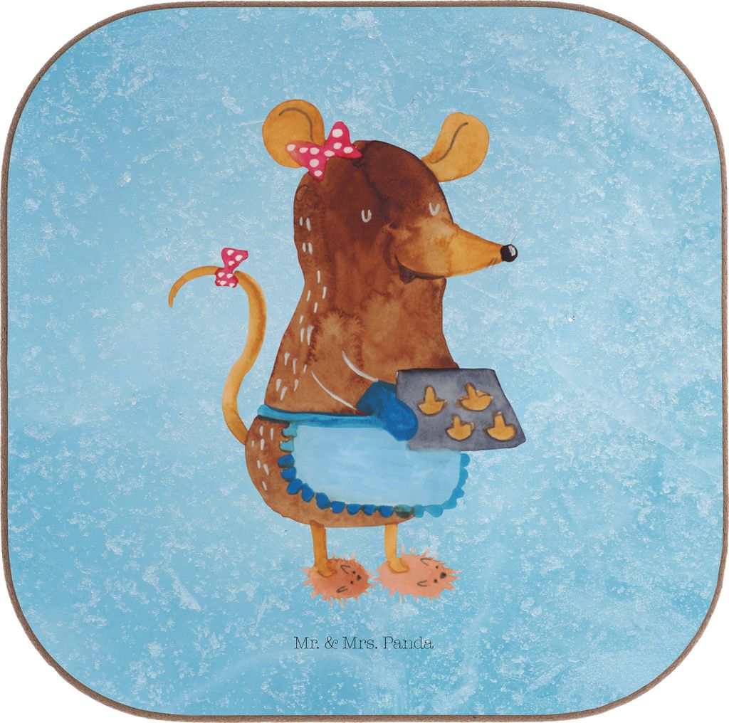 Mr. & Mrs. Panda Tassenuntersetzer Maus Kekse - Eisblau - Geschenk, Weihnachten, Coaster, Winter, gläseruntersetzer, Untersetzer Glas, Flaschenunt...