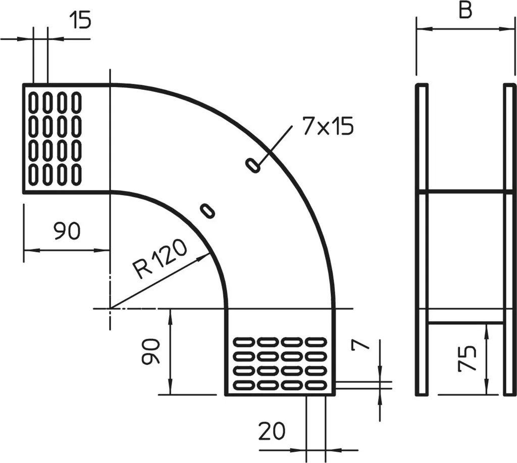 Coude de Descente Verticale 90° pour Installation Électrique RBV 120