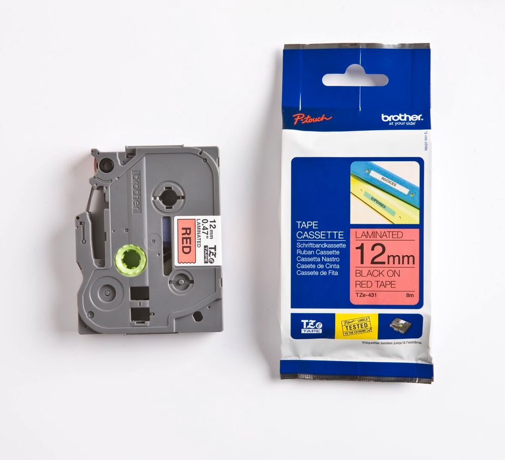 Schriftbandkassette Brother 12mm rot/schwarz  TZE431 Produktbild 