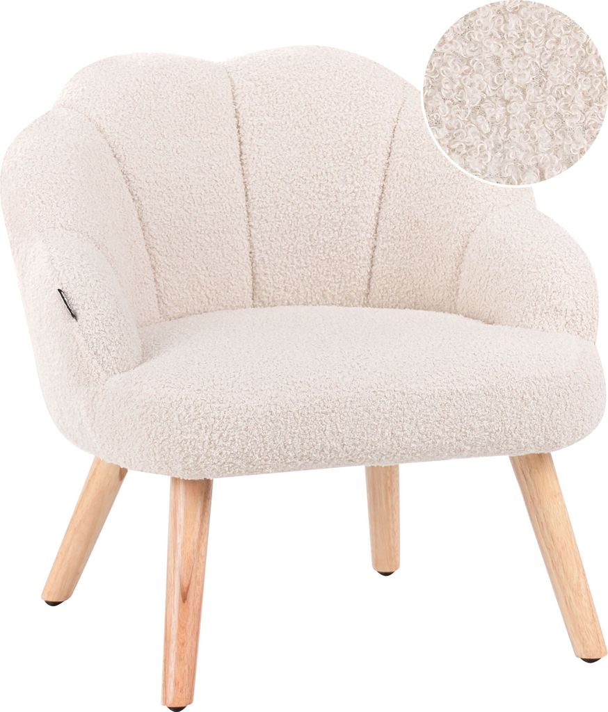 BELIANI Kindersessel Hellbeige Bouclé Polsterung Holzbeine Kinderstuhl