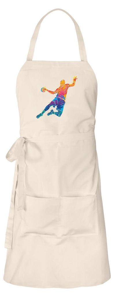 Huuraa Schürze Handball bunte Silhouette Natur mit Taschen Baumwolle Kochschürze Geschenkidee