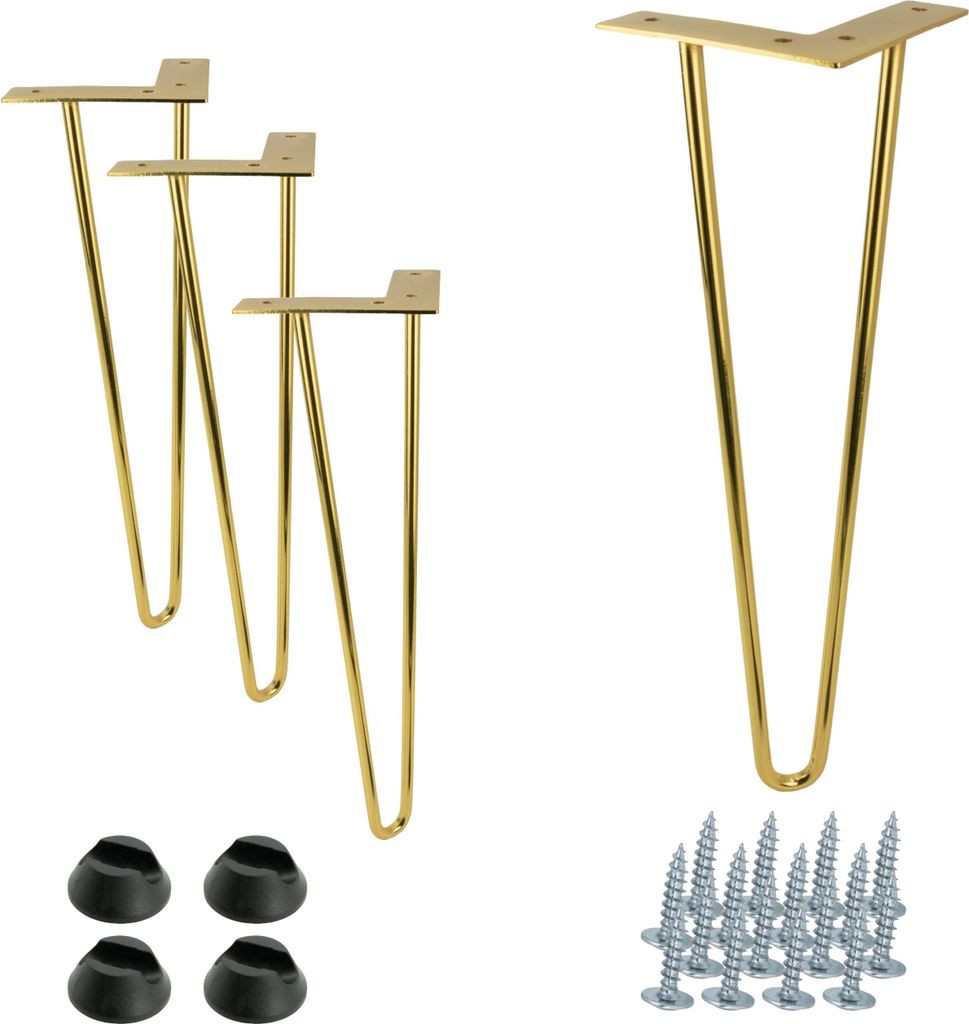 Set di 4 gambe per mobili Hairpin in oro, altezza 41 cm, 2 Immagine del prodotto 