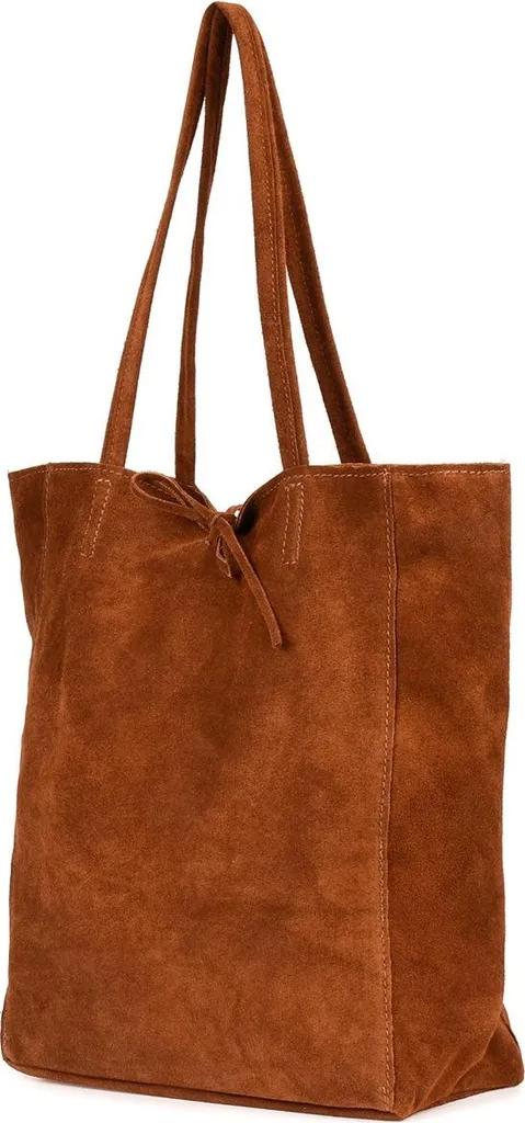 Sac cabas cognac en cuir suédé italien : texture souple et grand format