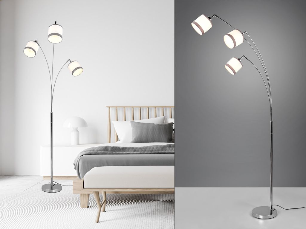 Ausgefallene moderne LED Stehlampen Wohnzimmer, Lampenschirme Stoff mehrflammig