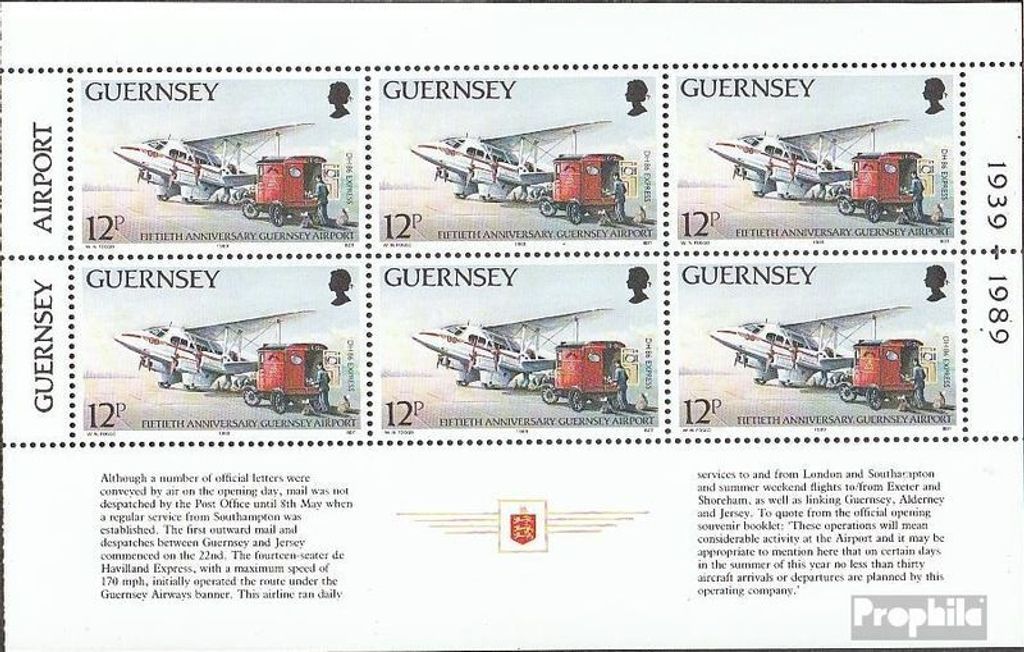Briefmarken GB - Guernsey 1989 Mi Hbl0-7 postfrisch Flugzeuge