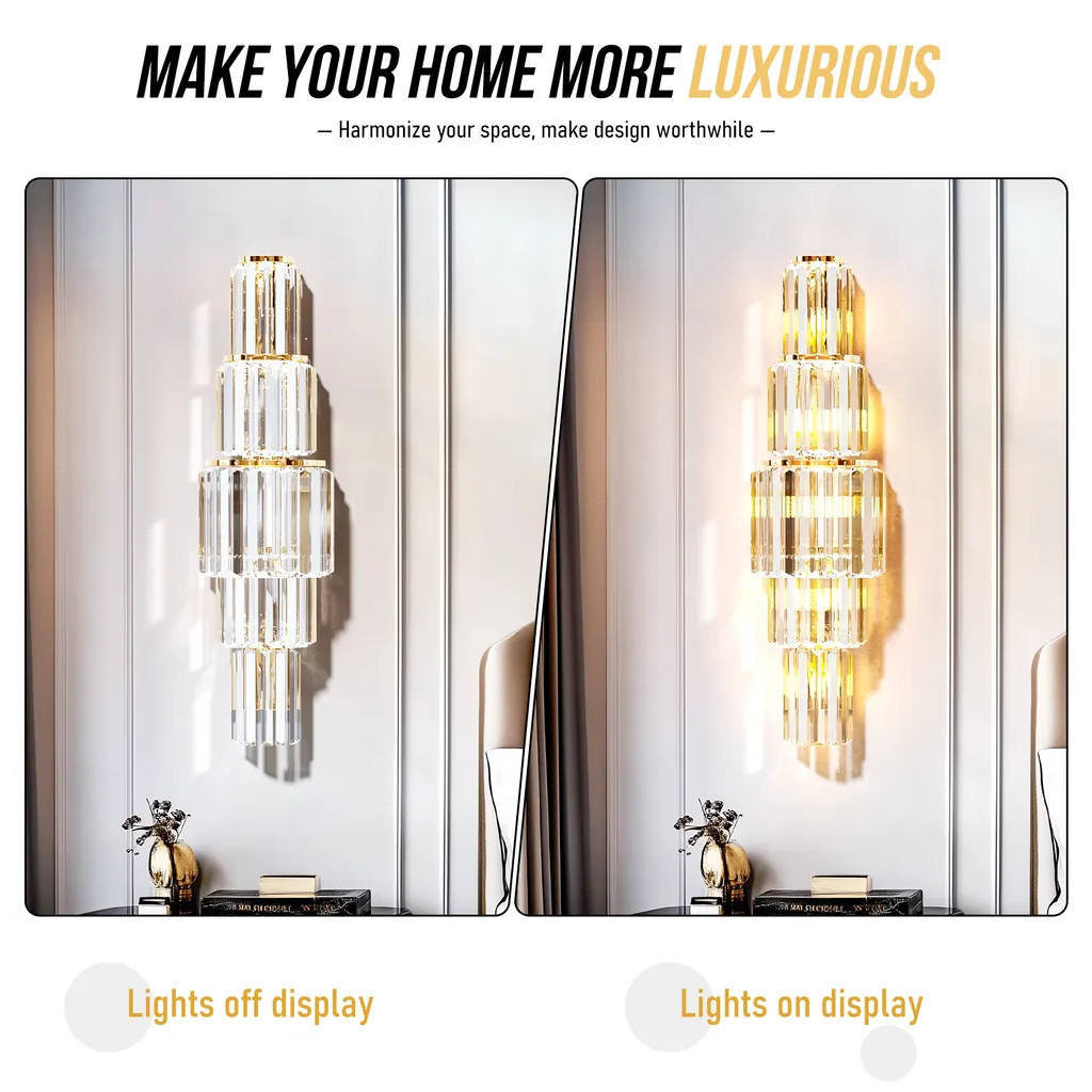 Applique Murale Cristal Variable 78cm - Luminaire LED Indirect Luxe E14