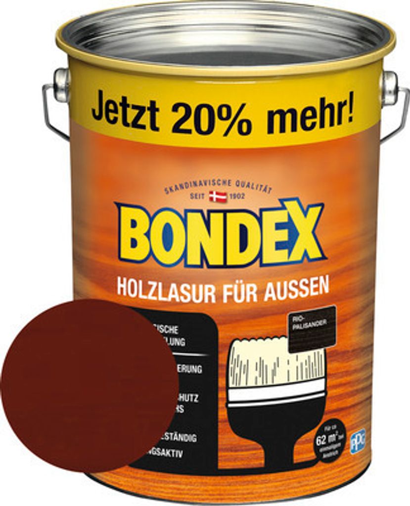 BONDEX Holzlasur rio palisander 4,8 l (20 % Gratis!) Produktbild 
