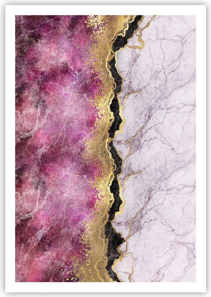 Poster - Poster ohne Rahmen - Rosa golden Hintergrund - 70x100 cm - Wand Bild - Wanddeko - Wandbilder - Kunstposter - Wandposter - Bilder - Kunstdr...