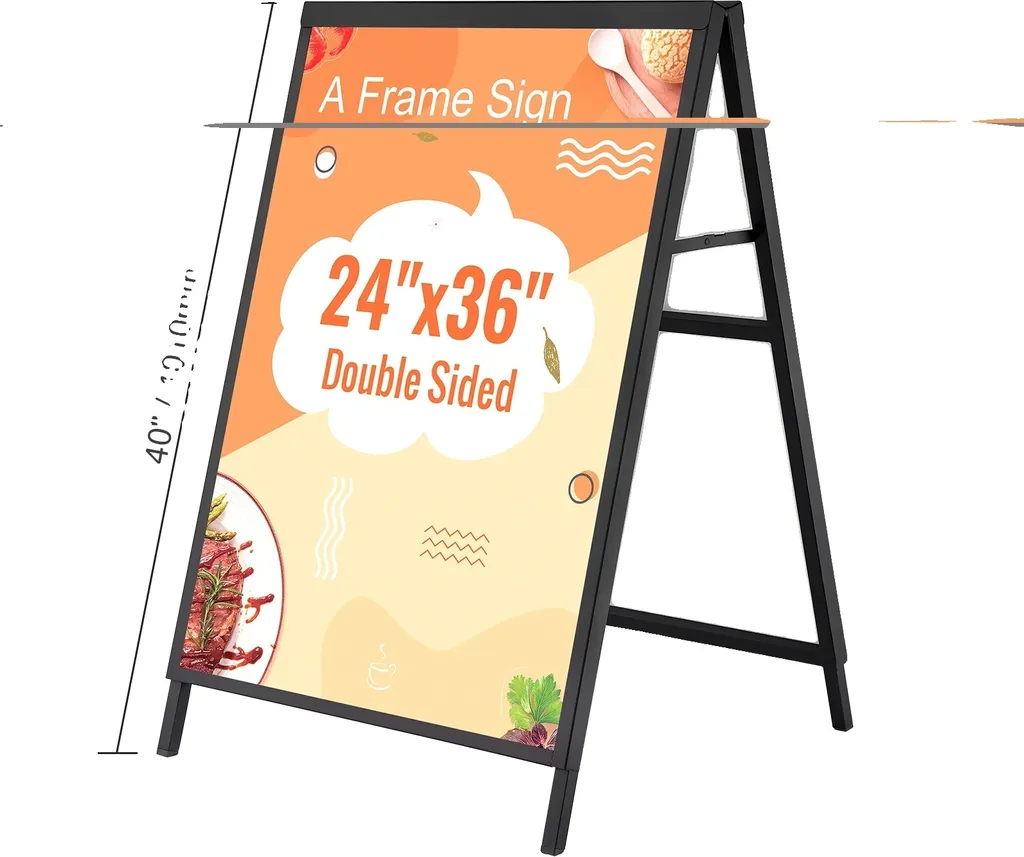 Chevalet de trottoir porte-affiche 24x36 pouces métal double face