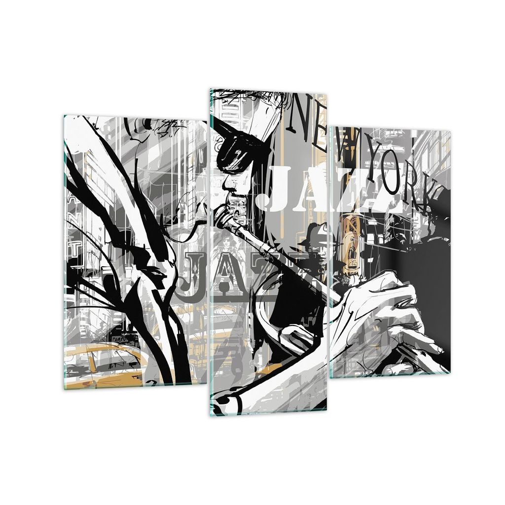 Bilder auf glas - Jazz Musik Musiker - 130x100cm - Glasbilder - Wandbilder - Kunstdruck - zum Aufhängen bereit - Wanddekoration aus Glas - Glas Bi...