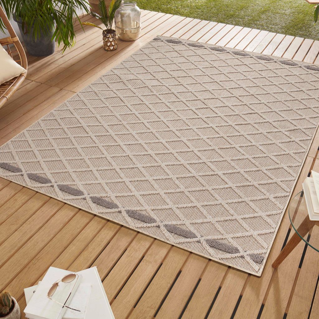 Outdoor Teppich Teppiche im skandinavischen Stil Küche Balkon Terrasse Garten Picknick , Größe : 240 x 340 cm , Farbe : Beige-3