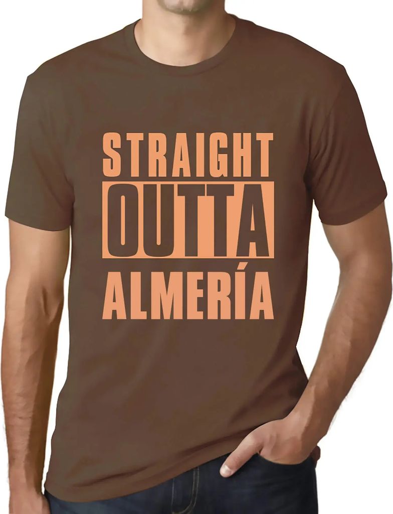 Herren Grafik T-Shirt Straight Outta Almería Öko-Verantwortlich Vintage Jahrgang Kurzarm Lustige Druck Geburtstag Geschenk Mann
