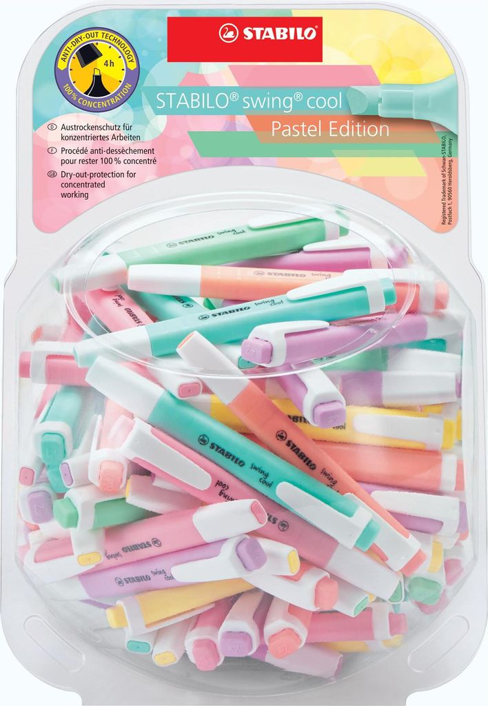 Stabilo Textmarker swing cool Pastel Bonbon Bonbonglas 100 ST/6 Farben